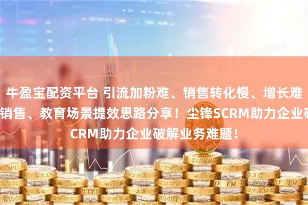 牛盈宝配资平台 引流加粉难、销售转化慢、增长难？家装、汽车销售、教育场景提效思路分享！尘锋SCRM助力企业破解业务难题！